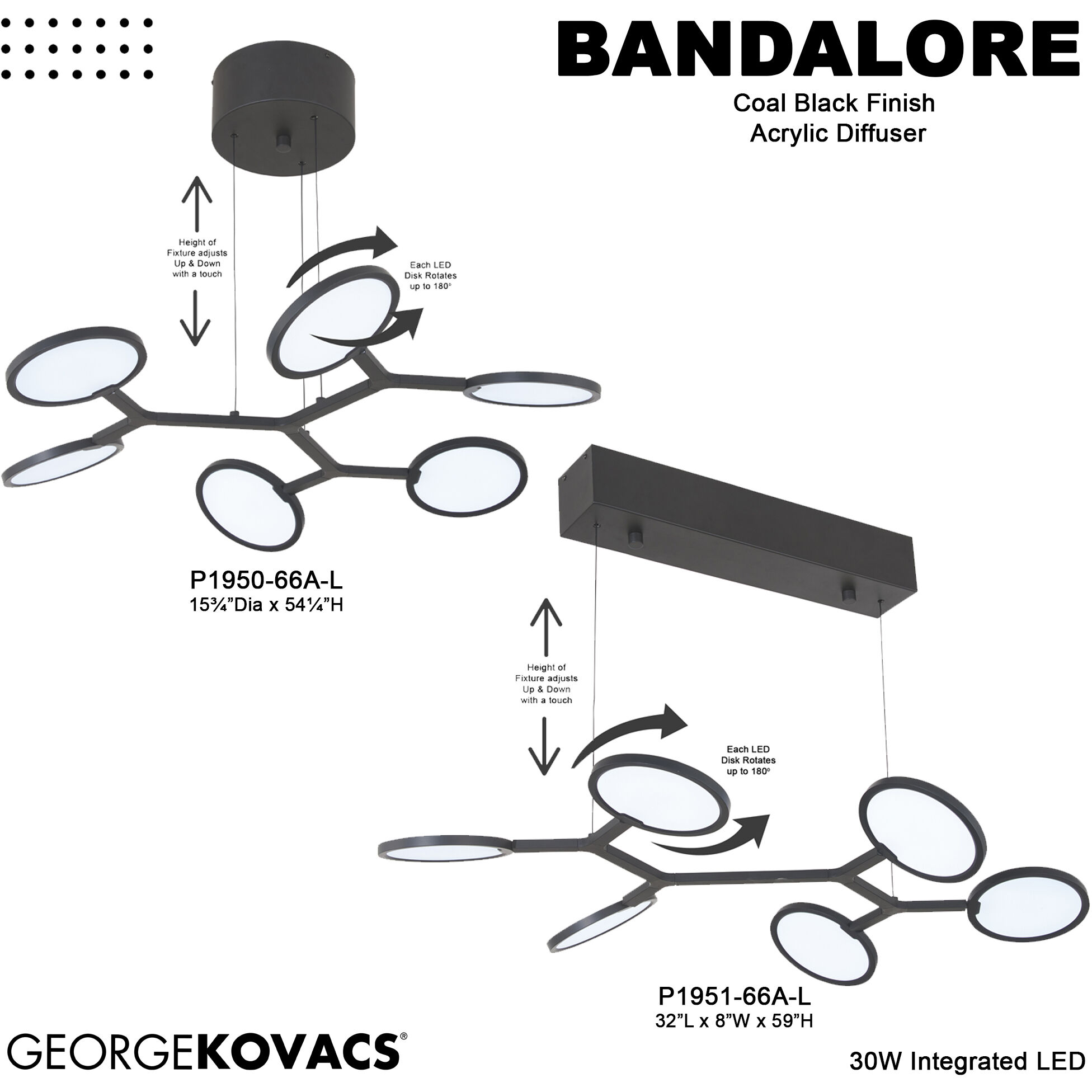 Bandalore LED Coal Pendant Ceiling Light